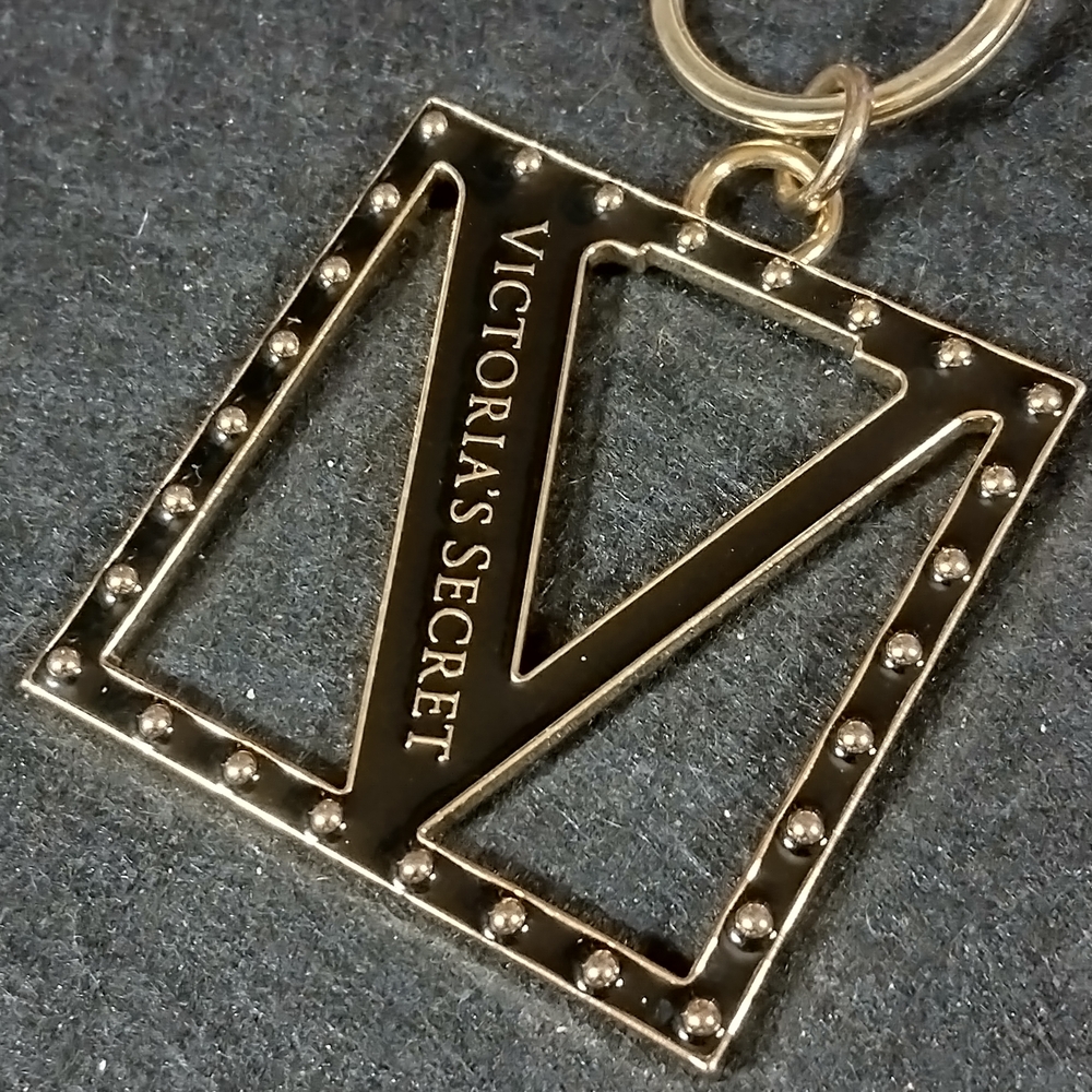 Victoria's Secret Black On Goldtone Keychain Purse Charm